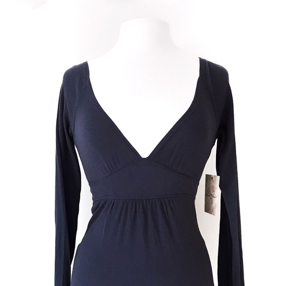 Derek Heart Tops - Navy Blue Long Sleeve V-Neck Babydoll Top